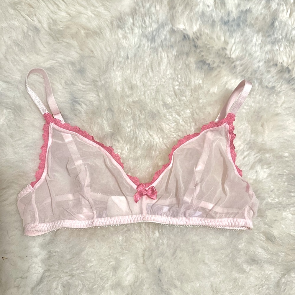 Savage x Fenty Laced Trim Mesh Pink Bralette Size M